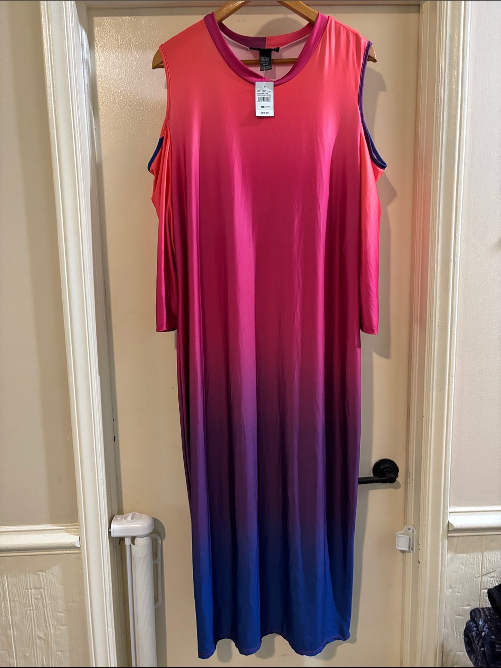 Ashley Stewart Pink to Blue Ombre Cold-Shoulder Maxi Dress